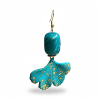 Boucles d'oreilles ginkgo turquoise foncé