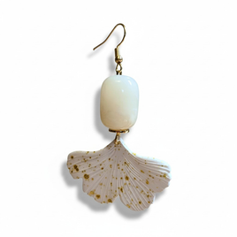 Boucles d'oreilles ginkgo blanc