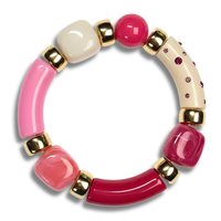 Bracelet Tube Géomix ivoire et rose