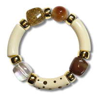 Bracelet Tube Géomix ivoire et nude