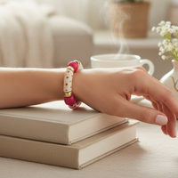 Bracelet Tube Géomix ivoire et rose