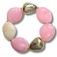 Bracelet galets rose bonbon