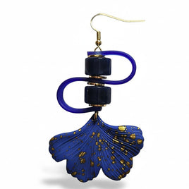Boucles d'oreilles ginkgo bleu roi