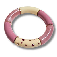 Bracelet Tube strass ivoire et framboise