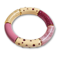 Bracelet Tube strass ivoire et framboise