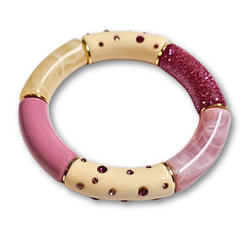 Bracelet Tube strass ivoire et framboise