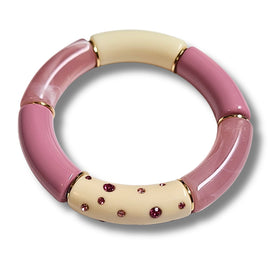 Bracelet Tube strass ivoire et framboise