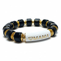 Manchette bracelet MAMA noir et or