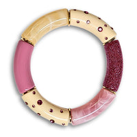 Bracelet Tube strass ivoire et framboise