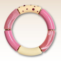 Bracelet Tube strass ivoire et framboise