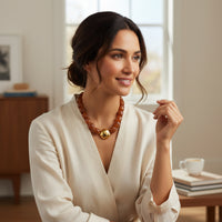 Collier Cube caramel marbré