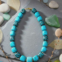 Collier Cube turquoise léopard