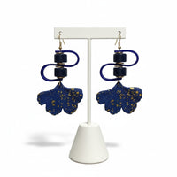 Boucles d'oreilles ginkgo bleu roi