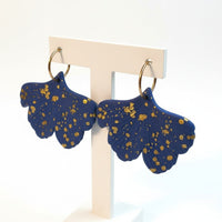 Boucles d'oreilles ginkgo bleu roi