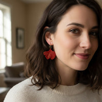 Boucles d'oreilles ginkgo rouge