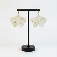 Boucles d'oreilles ginkgo blanc