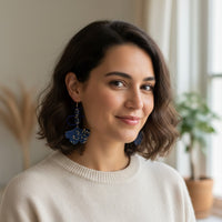 Boucles d'oreilles ginkgo bleu roi