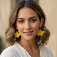 Boucles d'oreilles ginkgo jaune