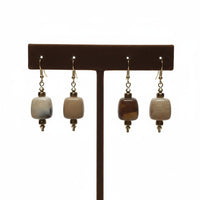 Boucles d'oreilles ice cube beige marbré