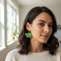Boucles d'oreilles ginkgo vert