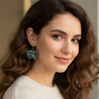 Boucles d'oreilles ginkgo bleu clair