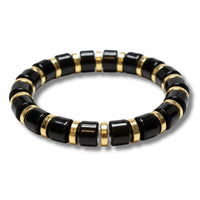 Manchette bracelet MAMA noir et or
