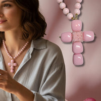 Collier grande croix en cube