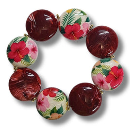 Bracelet Scoopy fleurs d'hibiscus
