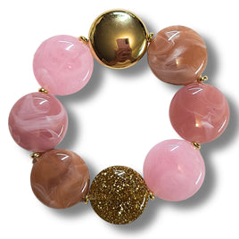 Bracelet Scoopy rose marbré