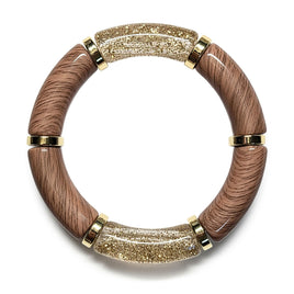 Bracelet Tube strass bois et pailleté